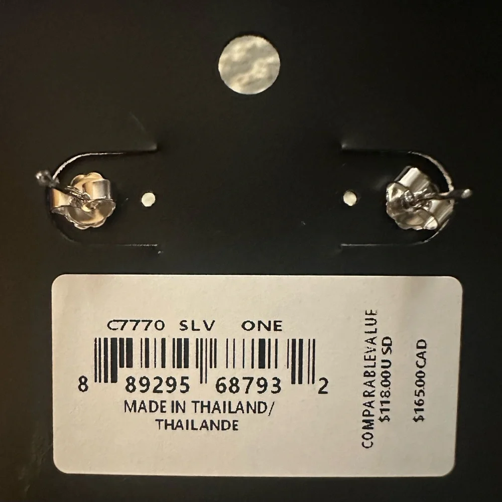 NWT COACH SIGNATURE C HUGGIE EARRINGS: PINK/SILVER C7770 in Polybag MSRP $110 - Picture 7 of 8
